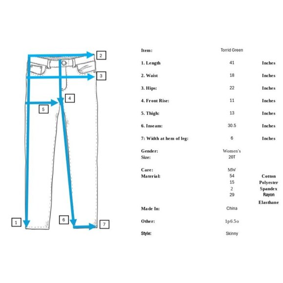 Torrid Plus Size Ankle Skinny Leg Pants Womens 20T 30 Green Pockets Stretch - Picture 10 of 10